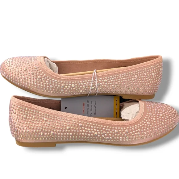 Cat & Jack Pink Dress Shoes with Sparkling Rhinestones Sz 3, 4 & 5 - Picture 7 of 9